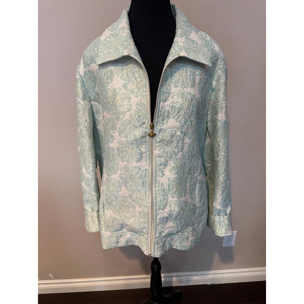 Drapers and Damons Zip up Blazer Green/Brocade Size 1X